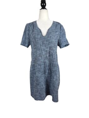 ba&sh relaxed fit  V neck Blue Tweed Mini Dress